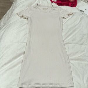 Skatie Cream Ribbed Mini Dress